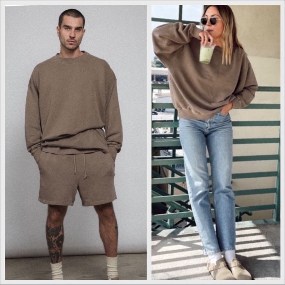 Relaxed Fit Crewneck Sweatshirt in Taupe